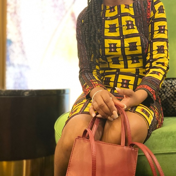 Handmade African Printed Midi Dress - Picture 3 of 5